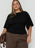 Arazia Cinched Short Sleeve Top Black Curve