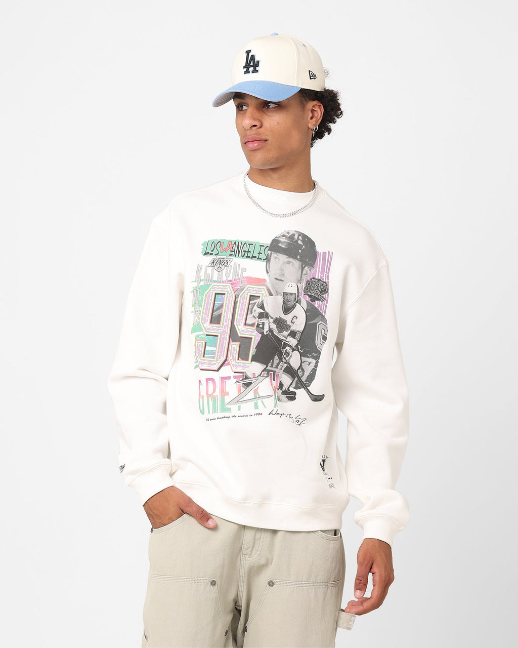 Mitchell & Ness Los Angeles Kings Wayne Gretzky Electric Crewneck Vintage White