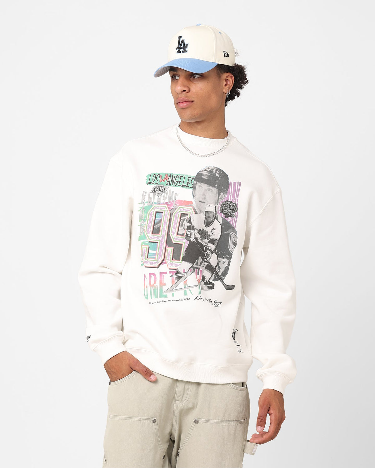 Mitchell & Ness Los Angeles Kings Wayne Gretzky Electric Crewneck Vintage White