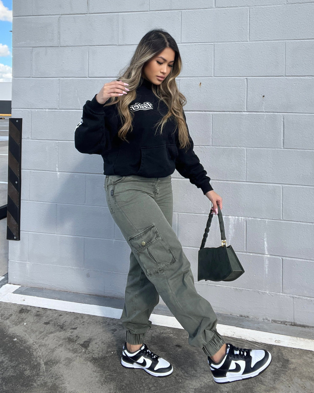 Pantalones Cargo Lavados Color Caqui Lavado