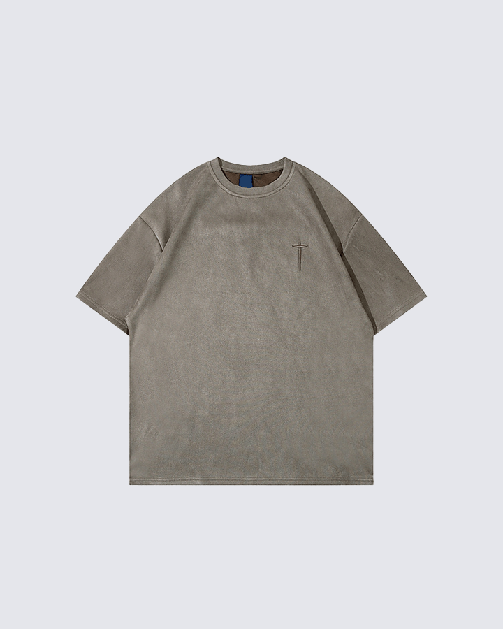 Minimalist Cross Embroidery T-shirt – Street-Inspired Casual Wear