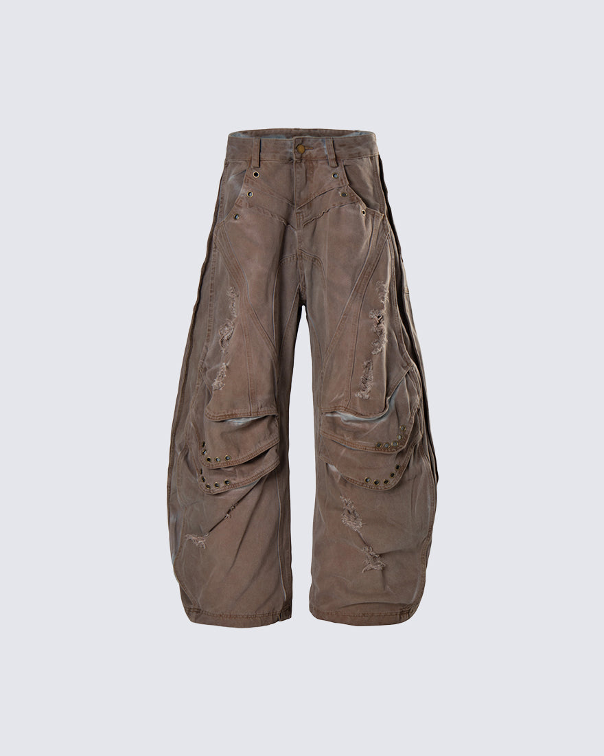 KIIKIO Utility Washed Cargo Jeans