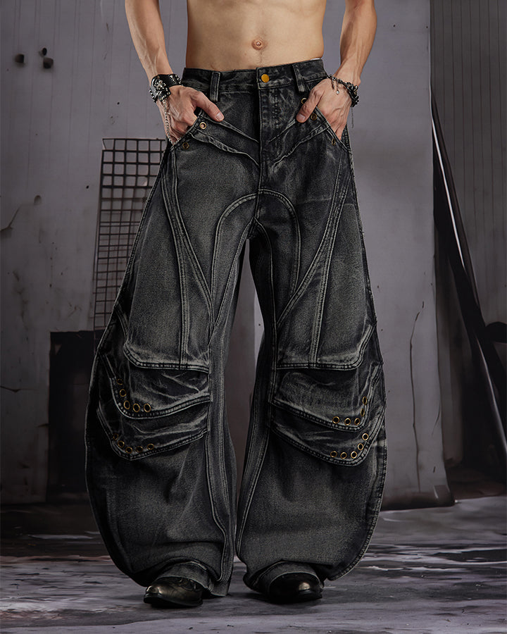 KIIKIO Utility Washed Cargo Jeans