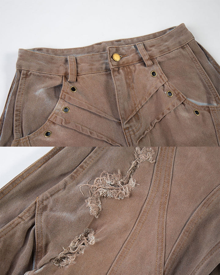 KIIKIO Utility Washed Cargo Jeans