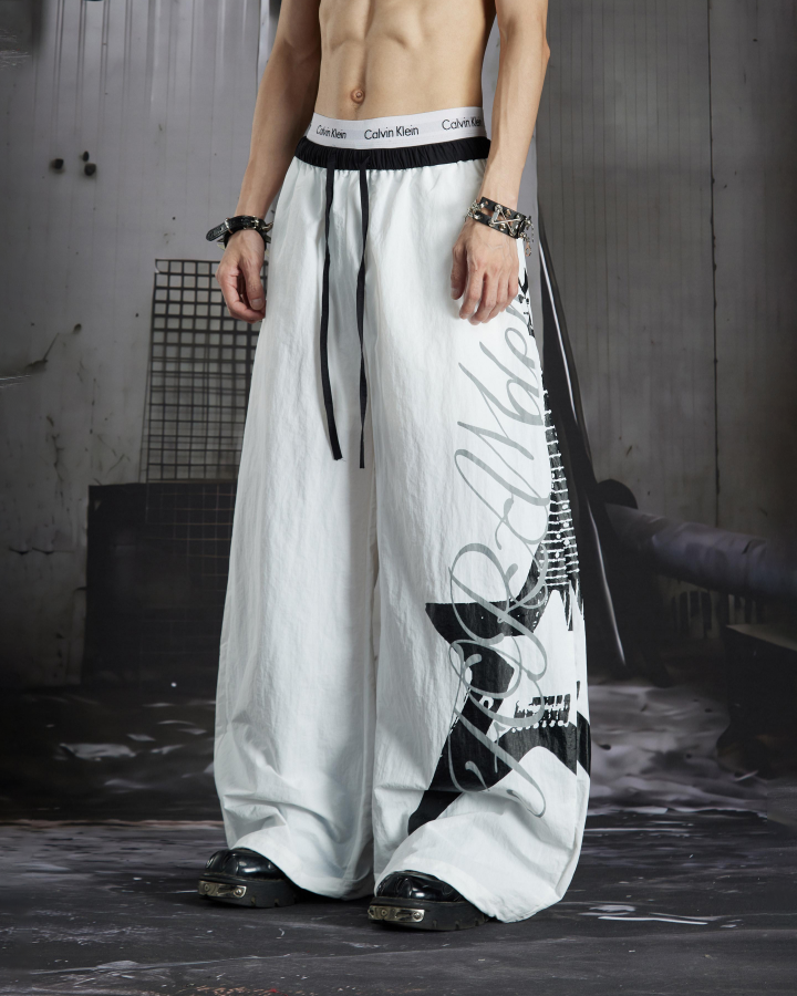 KIIKIO Sport Graphic Wide-Leg Track Pants