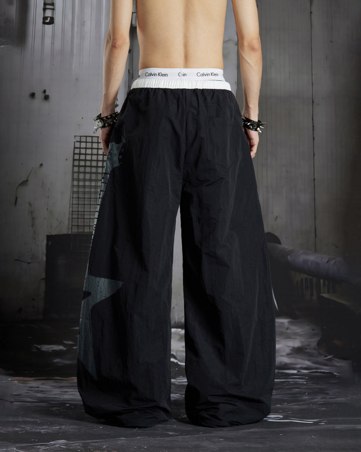 KIIKIO Sport Graphic Wide-Leg Track Pants