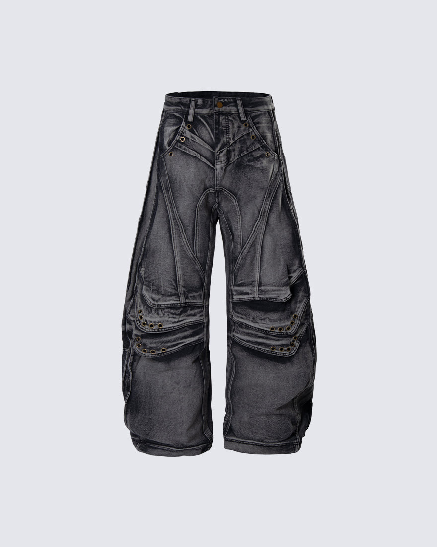 KIIKIO Utility Washed Cargo Jeans