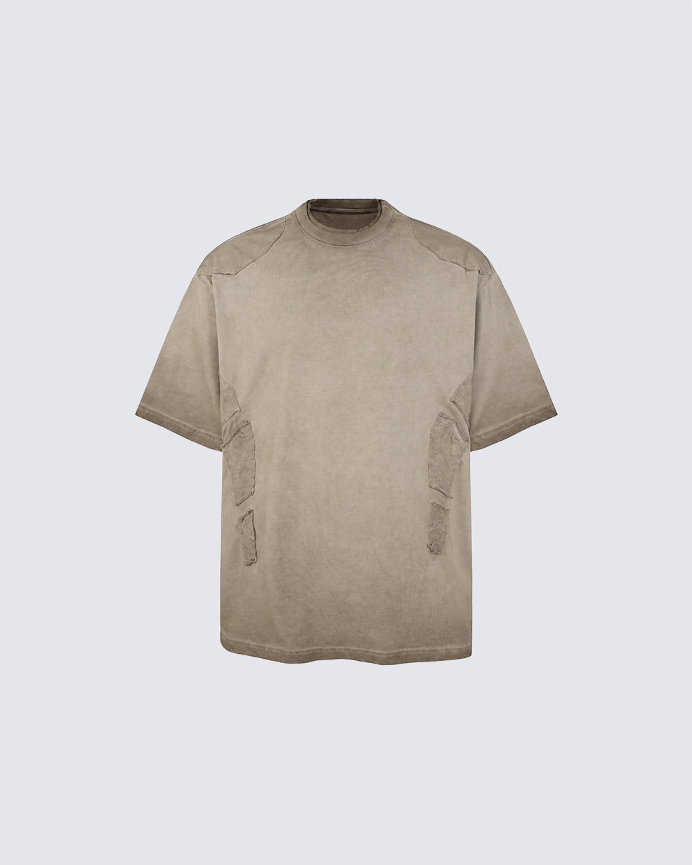 Grunge Washed Raw Edge Patchwork Boxy Tee New