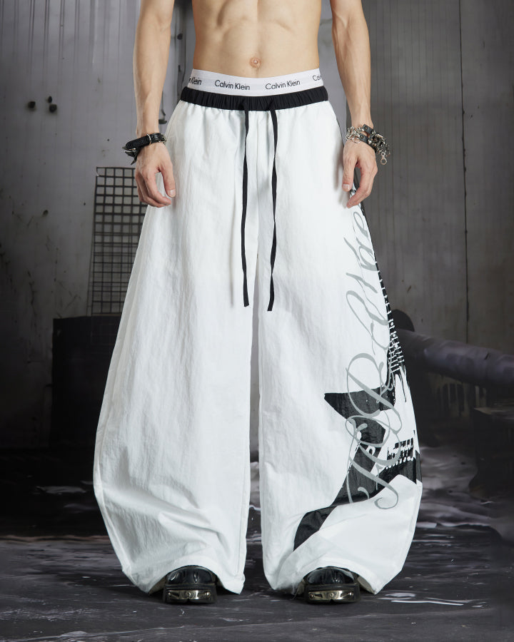 KIIKIO Sport Graphic Wide-Leg Track Pants