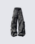 KIIKIO Grunge Washed Elastic Waist Cargo Pants