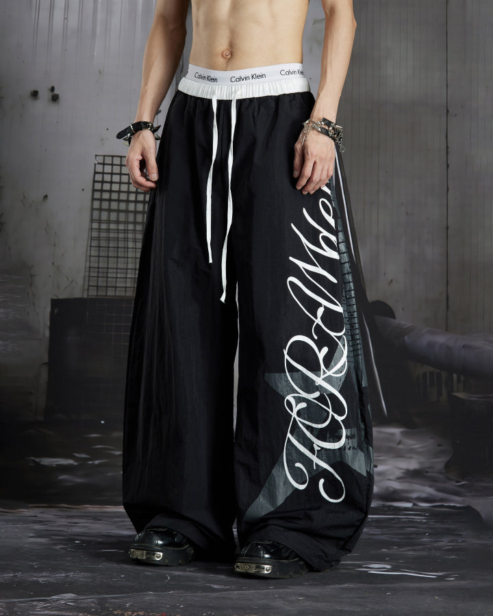 KIIKIO Sport Graphic Wide-Leg Track Pants