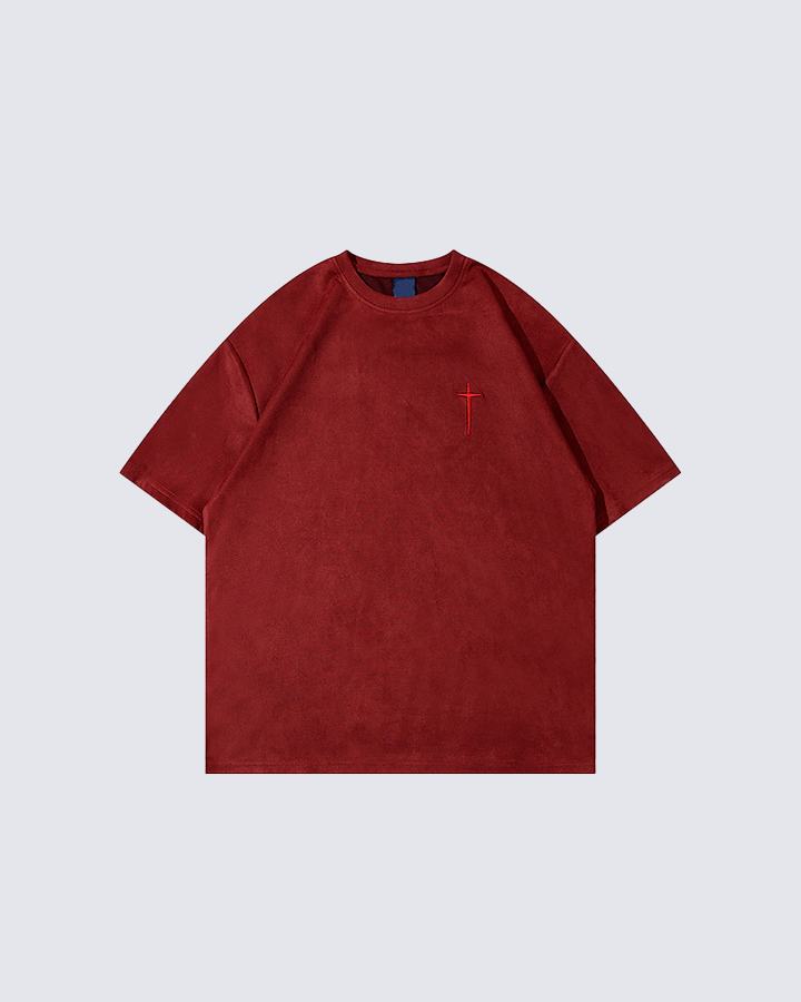 Minimalist Cross Embroidery T-shirt – Street-Inspired Casual Wear