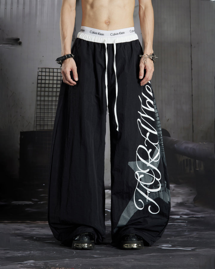 KIIKIO Sport Graphic Wide-Leg Track Pants