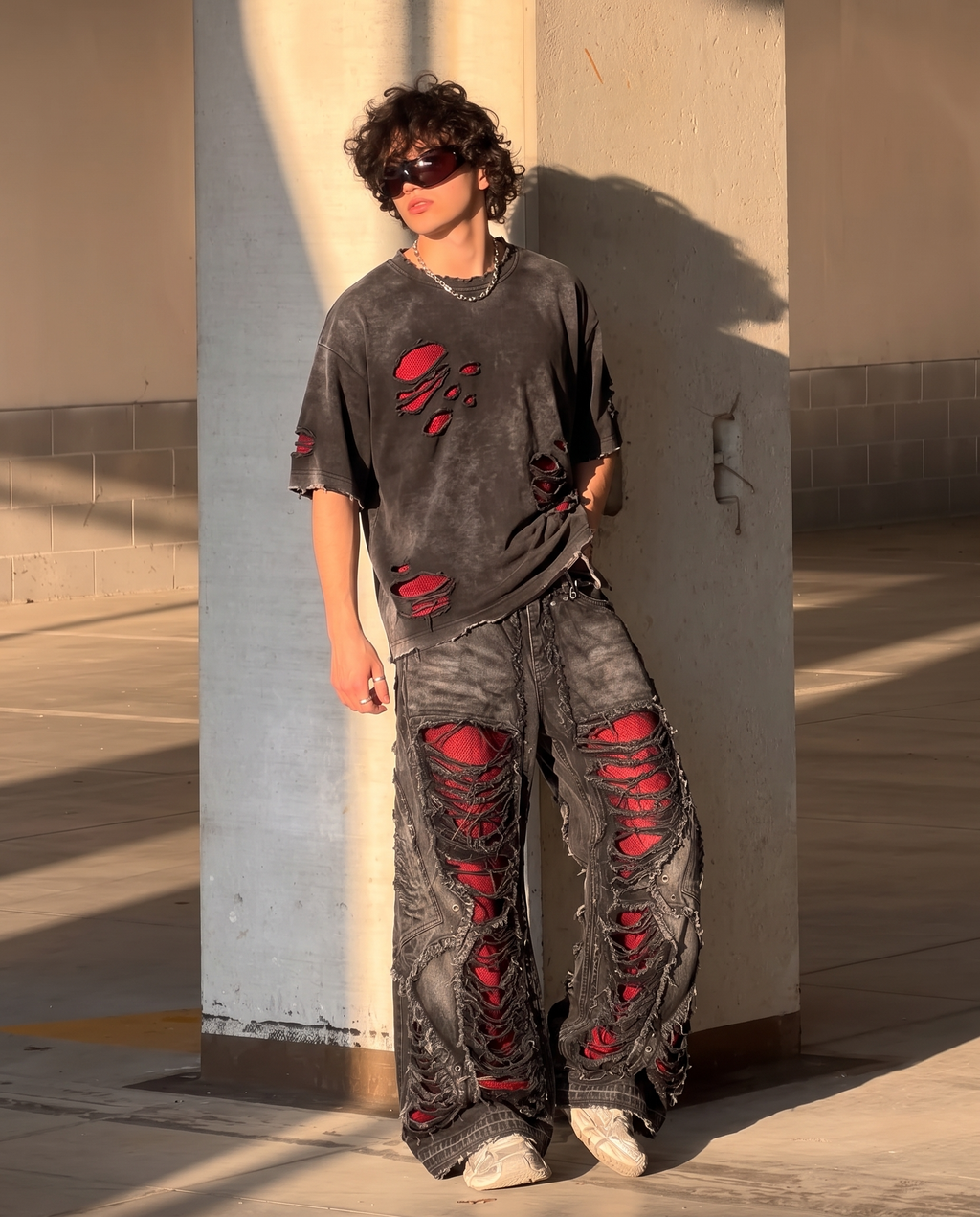 KIIKIO RED RUST Series | Distressed Oversized T-Shirt