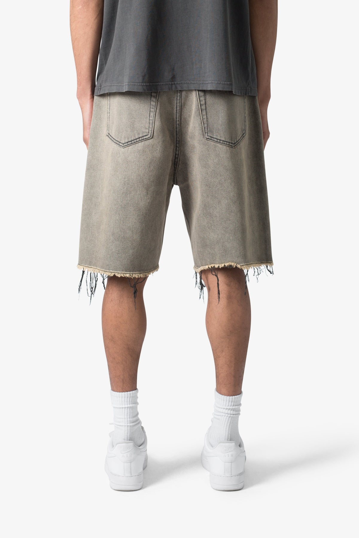Distressed Mineral Denim Shorts - Brown
