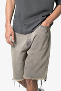 Distressed Mineral Denim Shorts - Brown