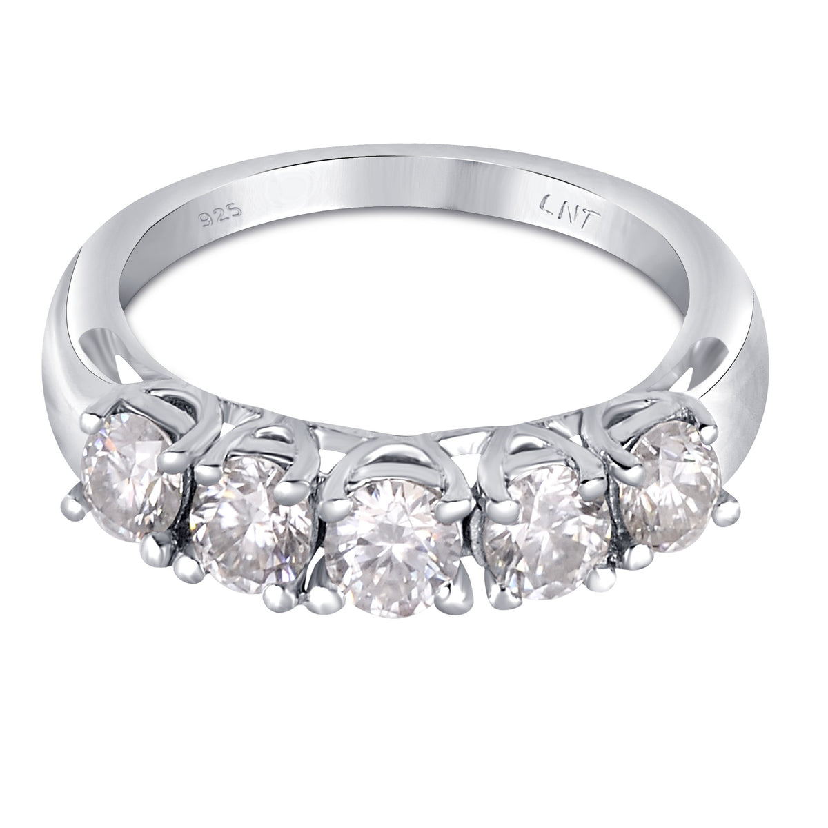 White Moissanite 5-Stone Ring Sterling Silver