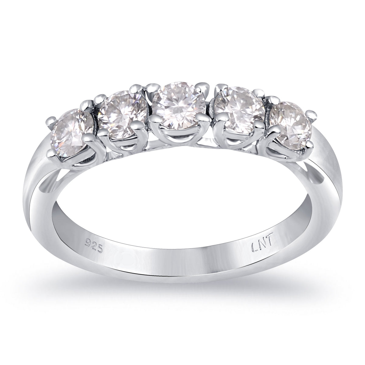 White Moissanite 5-Stone Ring Sterling Silver