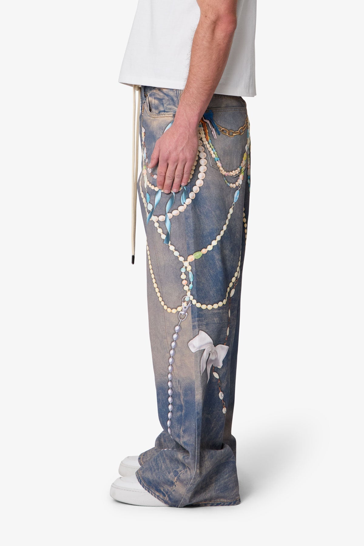 Rave Chain Printed Denim - Washed Blue
