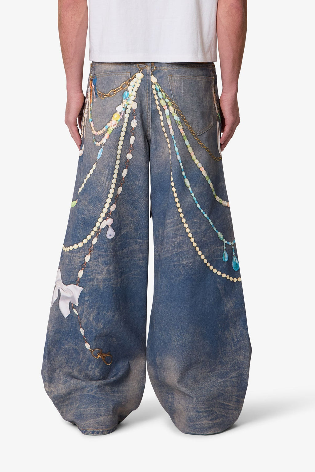 Rave Chain Printed Denim - Washed Blue