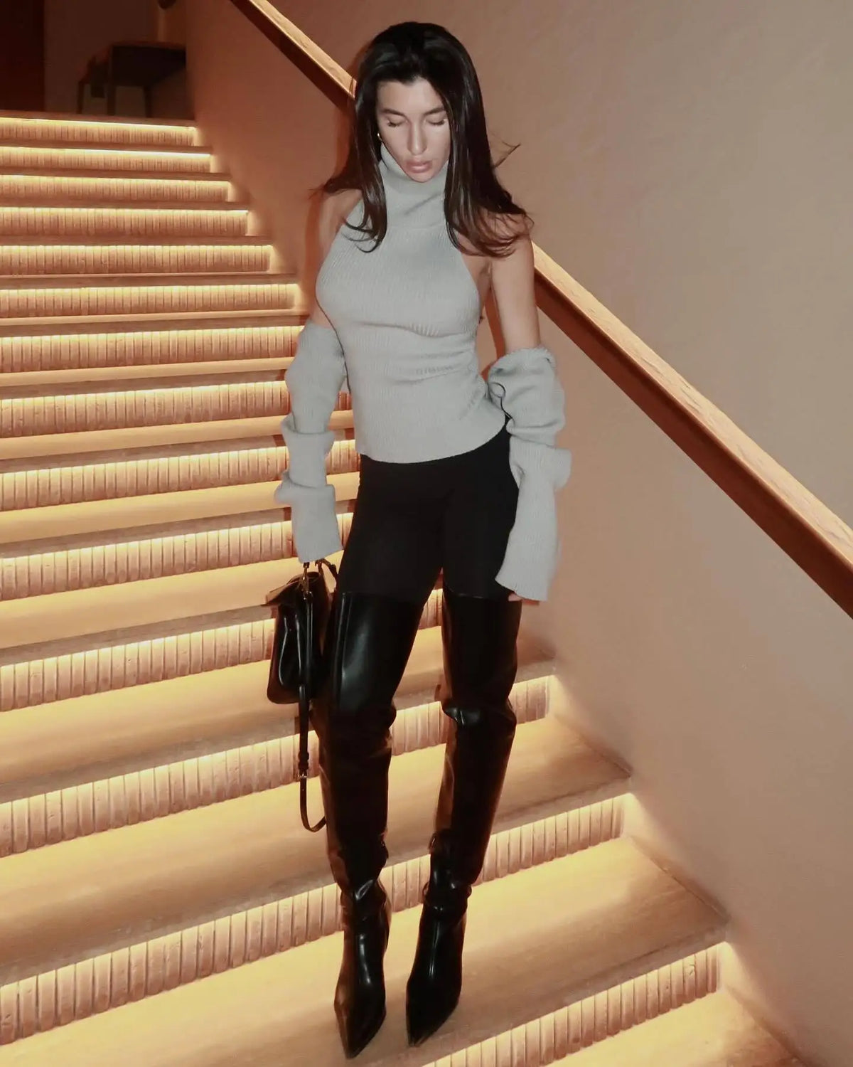 Women's Backless Turtleneck Knit Vest