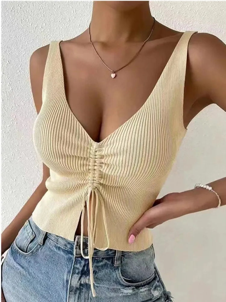 Women’s  Ribbed V-Neck Crop Top