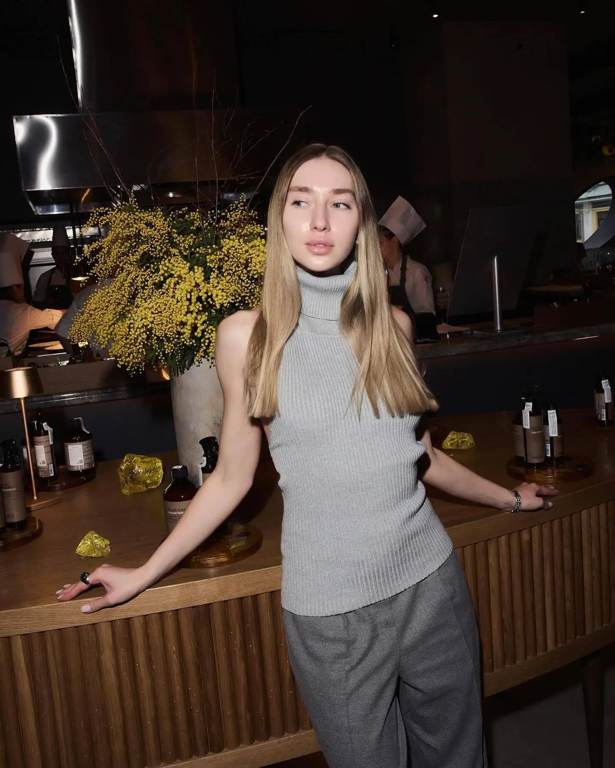 Women's Backless Turtleneck Knit Vest
