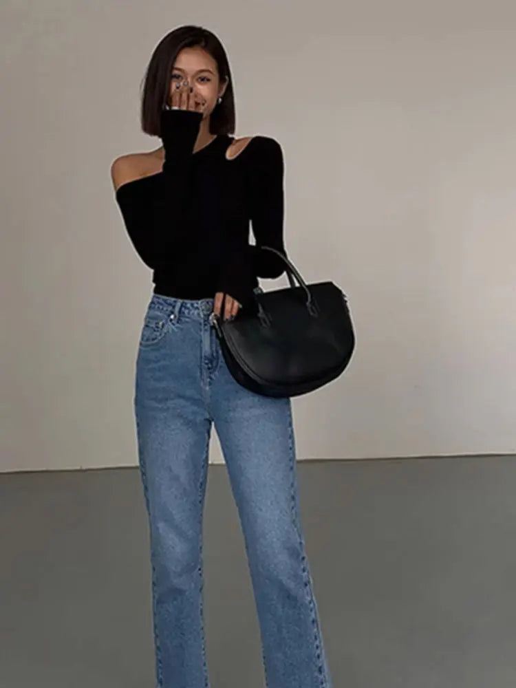 Women's Long Sleeve Off-Shoulder Top