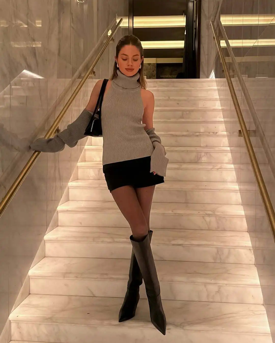 Women's Backless Turtleneck Knit Vest