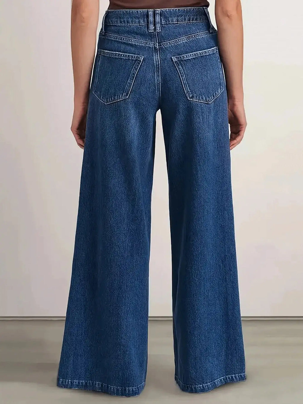 Deep Blue Wide-Leg Denim Jeans