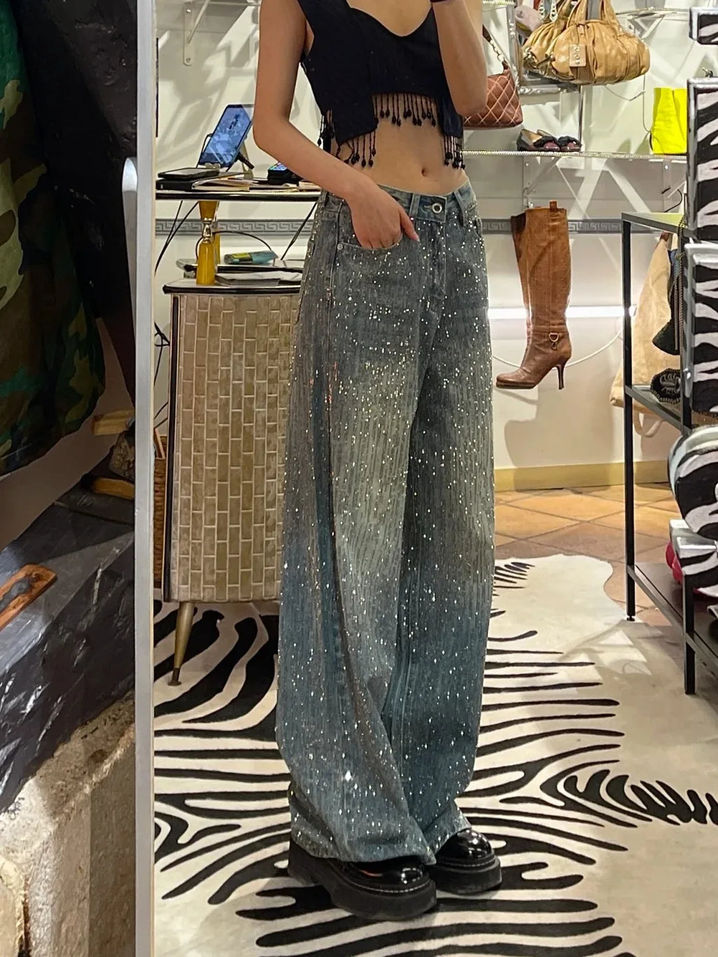 Women's Star Patchwork Denim Pants