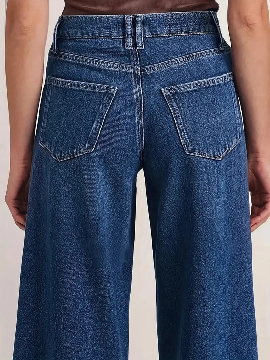 Deep Blue Wide-Leg Denim Jeans
