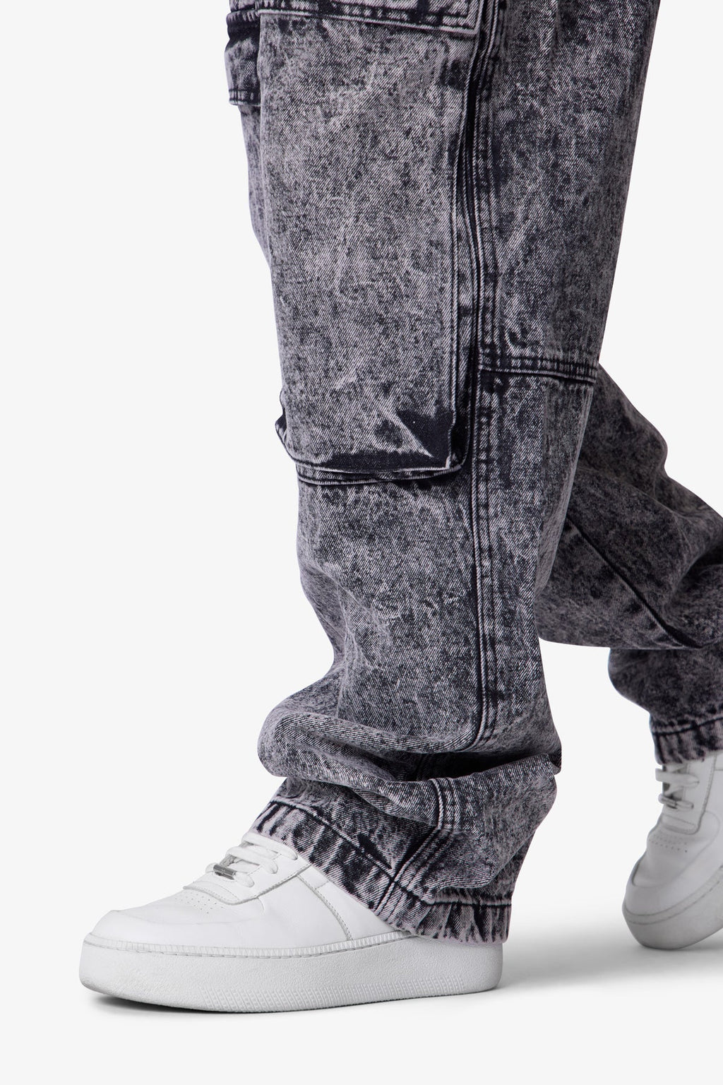 V741 Front Washed Cargo Denim - Grey