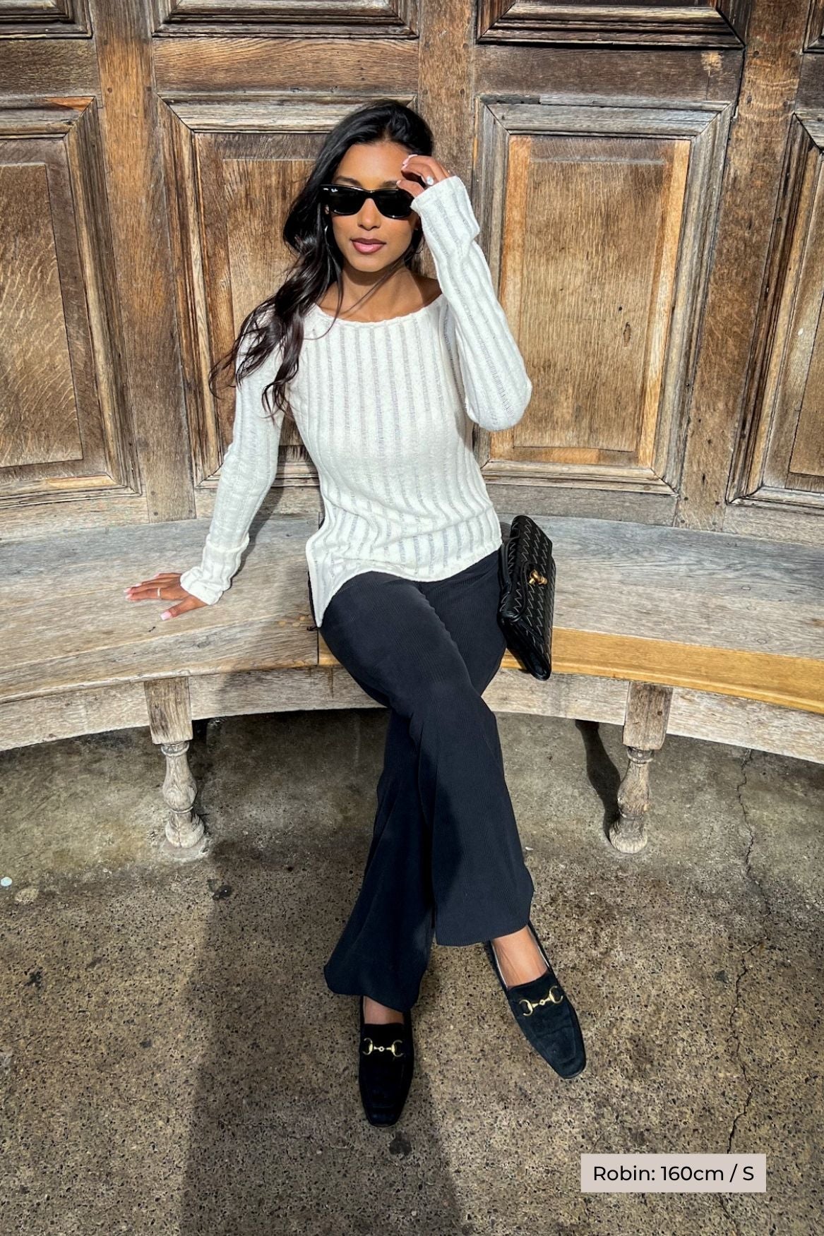 Asymmetrical Ribbed Long Sleeve Top Organic Cotton - Ecru