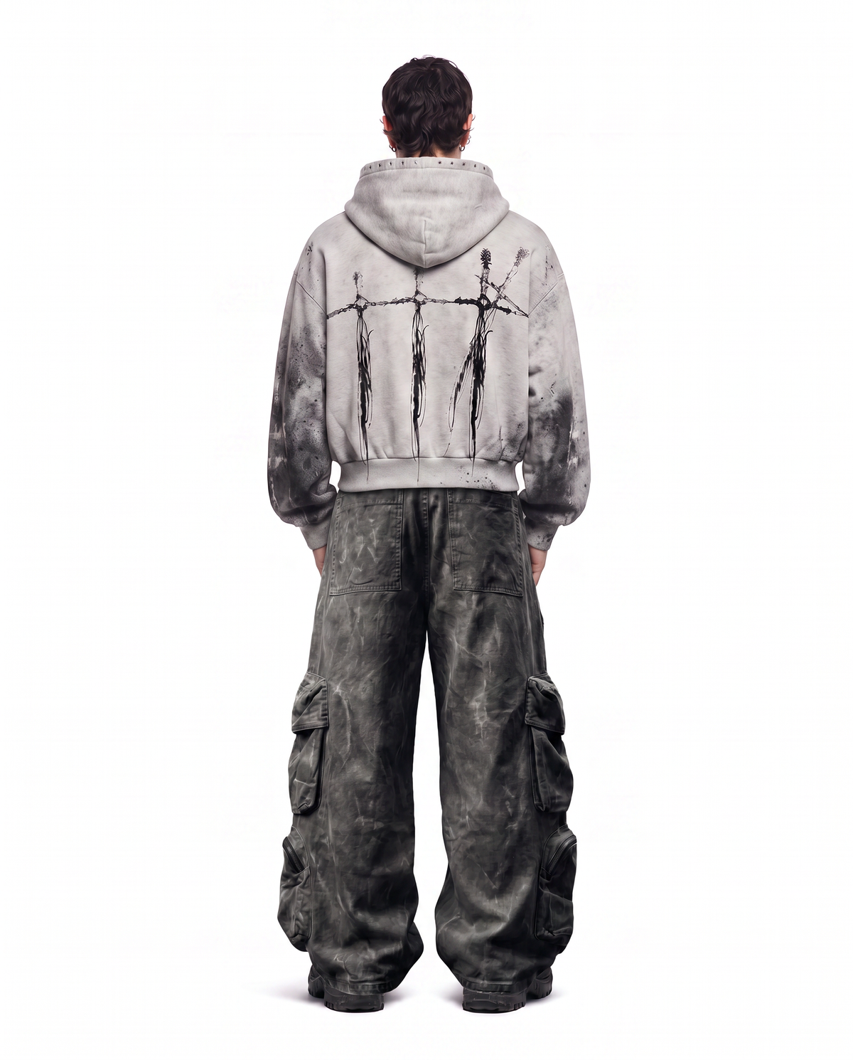 KIIKIO Grunge Washed Elastic Waist Cargo Pants