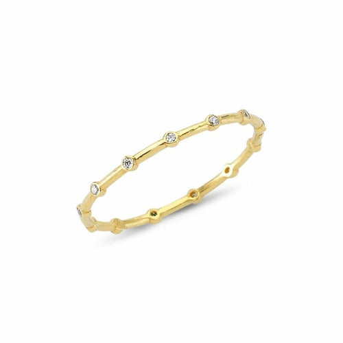Dainty Stone Band Silver Ring with Crystals