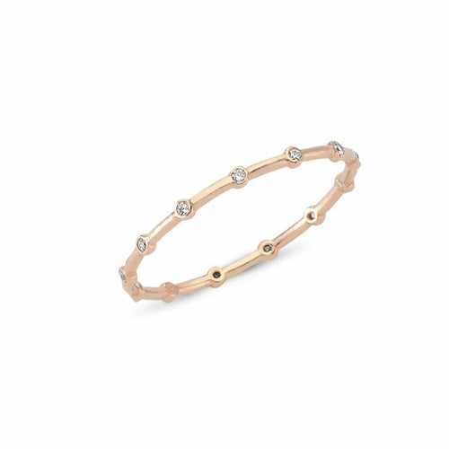 Dainty Stone Band Silver Ring with Crystals