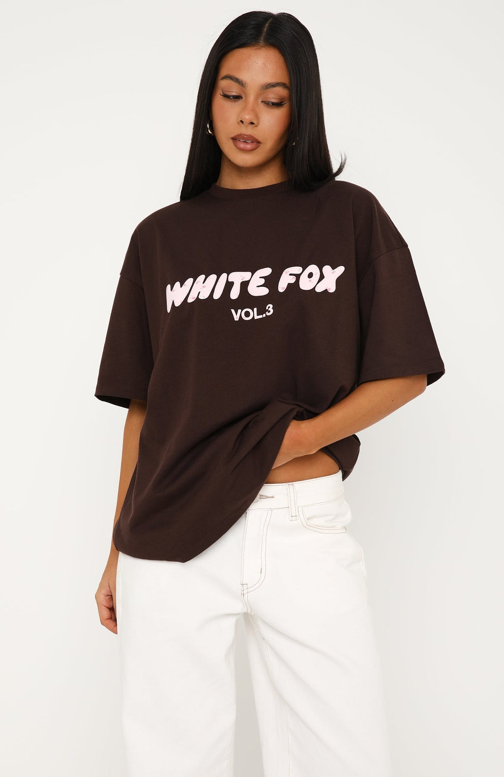 Offstage Printed Oversized Tee Chocolate