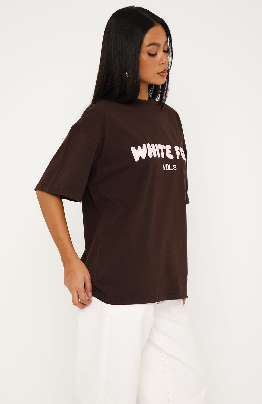 Offstage Printed Oversized Tee Chocolate