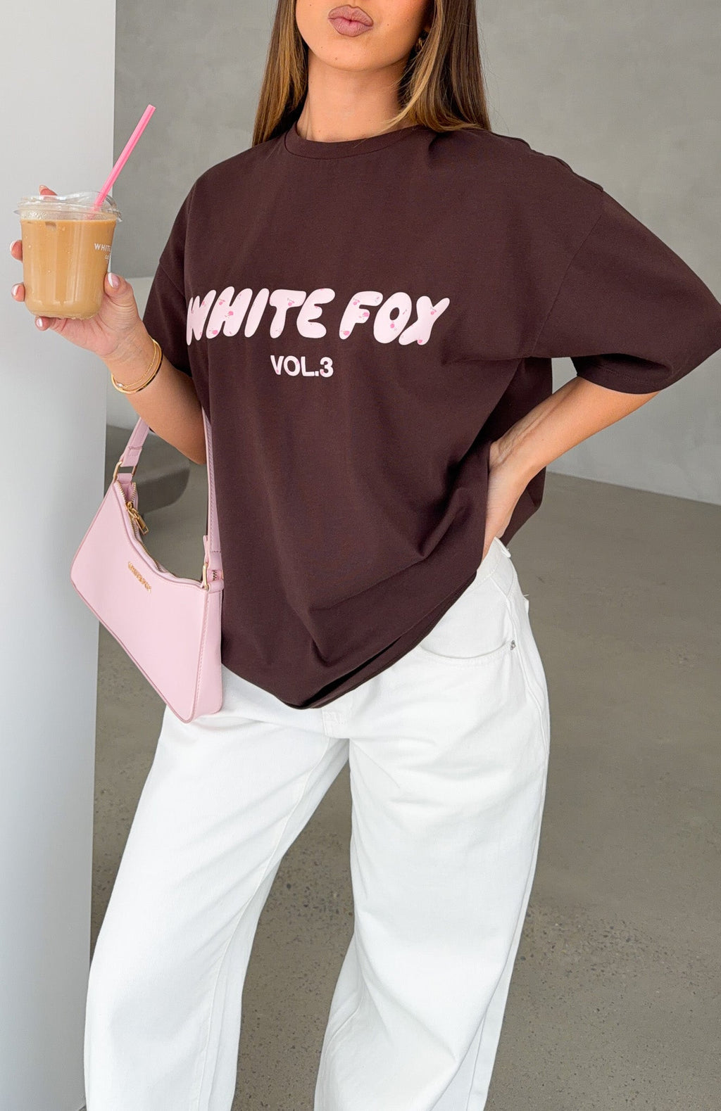 Offstage Printed Oversized Tee Chocolate